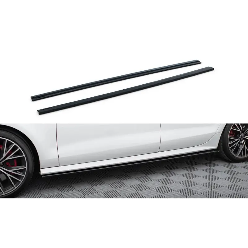 Authentique RAJOUT DU BAS DE CAISSE AUDI S7 - A7 S-LINE C7 FL - MAXTON DESIGN - FINITION NOIR BRILLANT