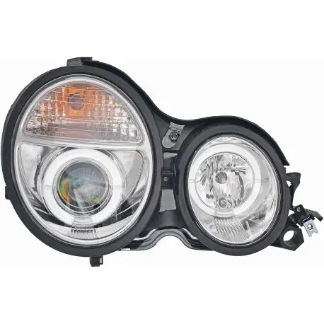 Livraison Express SET DE PHARES AVANT DESIGN ANGEL EYES MERCEDES CLASSE E W210 (95-99) - H7/H1 - TRANSPARENT/CHROME