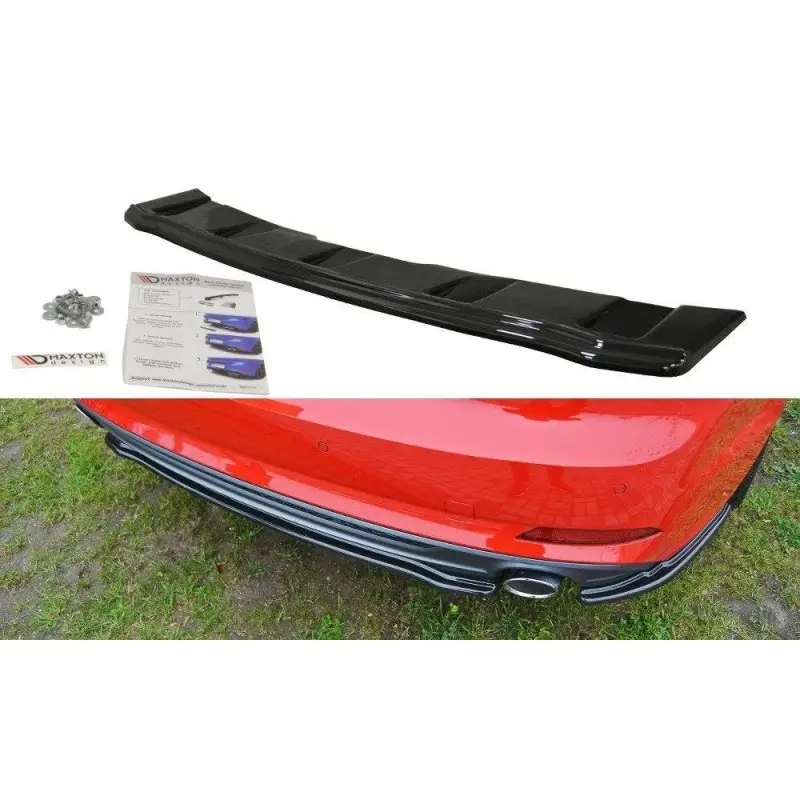 Livraison Gratuite CENTRAL ARRIERE SPLITTER AUDI A5 S-LINE F5 COUPE - SPORTBACK (SANS BARRES VERTICALES) - MAXTON DESIGN - FINITION NOIR BRILLANT