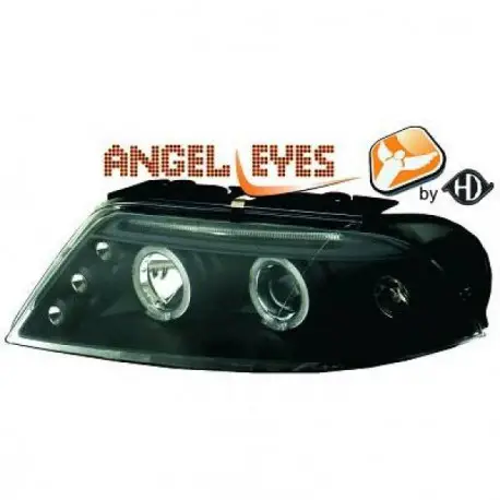 Certifié SET DE DEUX PHARES AVANT ANGEL EYES & LED À FOND NOIR POUR TOUTES VW PASSAT 3BG (00-05) SANS XENON D'ORIGINE
