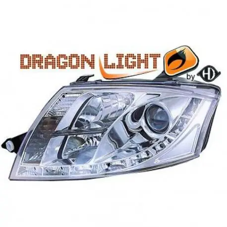 Offre Spéciale SET DE DEUX PHARES AVANT DESIGN A LED AUDI TT 8N (98-06) - FOND CHROME - H7/H1/H7