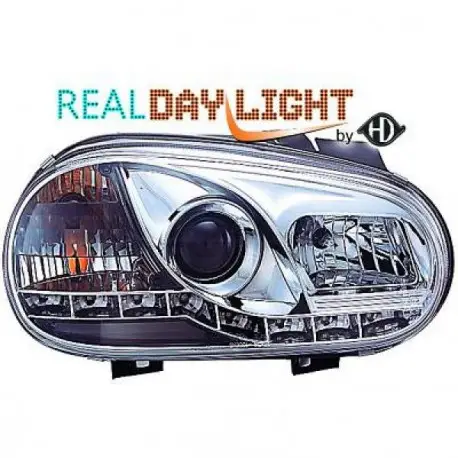 Usine Directe SET DE DEUX PHARES AVANT À LED - CHROME VW GOLF 4 - IV (97-03) H1/H1 - MOD 1 - R87