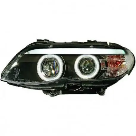 Livraison Gratuite SET DE DEUX PHARES FOND NOIR ANGEL EYES BLANC AU CCFL BMW X5 E53 PHASE 2 (03-07) - POUR XÉNON - D2S/H7