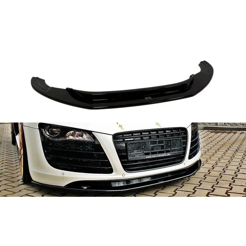 Dernier Modèle LAME DU PARE-CHOCS AVANT AUDI R8 2006 - 2015 - MAXTON DESIGN - FINITION NOIR BRILLANT