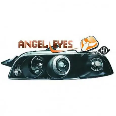 SET DE DEUX PHARES AVANT ANGEL EYES DESIGN FIAT PUNTO (93-99) - NOIR - H1&H1 - MOD1 Authentique