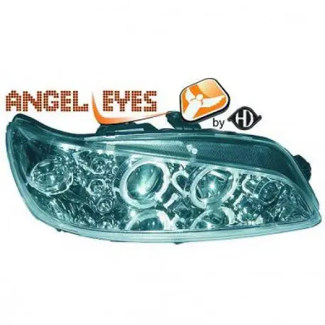 Soldes SET DE DEUX PHARES AVANT ANGEL EYES PEUGEOT 306 (97-01) - MOD 1 - CHROME - H1&H1