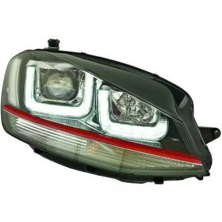 Super Prix SET DE DEUX PHARES AVANT LOOK XENON AVEC LED 3D FEUX DE JOUR - H7/H1 - LISERET ROUGE - LOOK GTI - VW GOLF 7 (12-17)