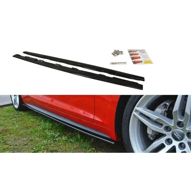 RAJOUTS DES BAS DE CAISSE POUR AUDI S5 - A5 S-LINE F5 COUPE - MAXTON DESIGN - FINITION NOIR BRILLANT Achat Immédiat