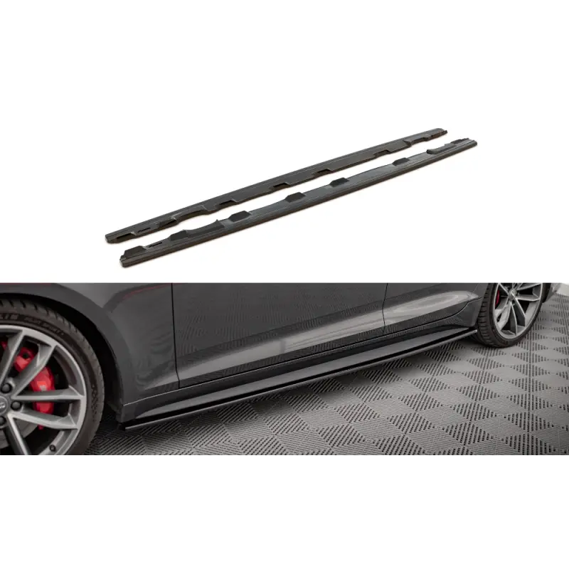 Réduction SET DES DIFFUSEUR DES BAS DE CAISSE AUDI S5 - A5 S-LINE F5 SPORTBACK- MAXTON DESIGN - FINITION NOIR BRILLANT