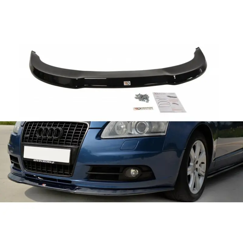 Pas Cher LAME DU PARE-CHOCS AVANT AUDI A6 S-LINE C6 - MAXTON DESIGN - FINITION NOIR BRILLANT