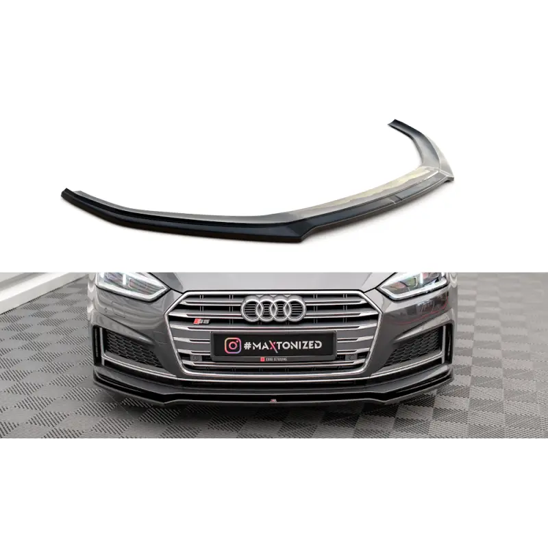 Offre Limitée LAME DU PARE-CHOCS AVANT V.1 AUDI S5 - A5 S-LINE F5 COUPE - SPORTBACK - MAXTON DESIGN - FINITION NOIR BRILLANT