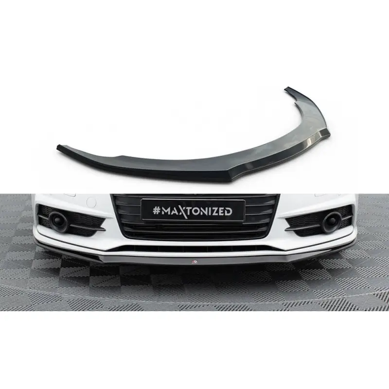 LAME DU PARE-CHOCS AVANT AUDI S7 - A7 S-LINE C7 FL - MAXTON DESIGN - FINITION NOIR BRILLANT Retour Gratuit