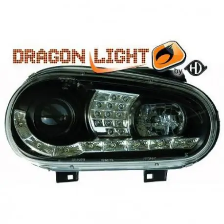 SET DE DEUX PHARES AVANT À LED - NOIR VW GOLF 4 - IV (97-03) - CLIGNOTANT LED - MOD 2 Bon Plan