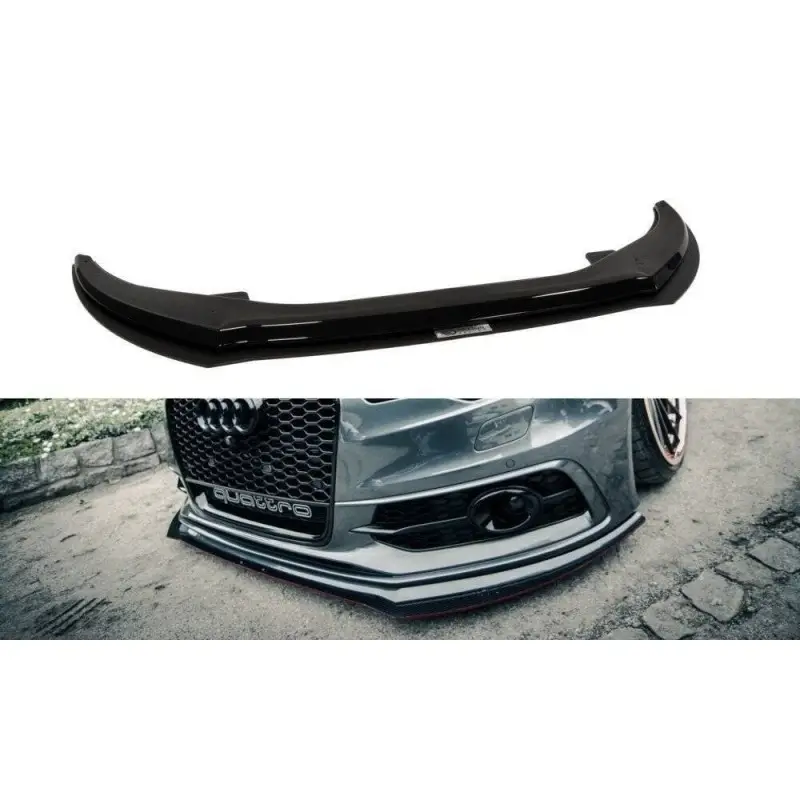 Meilleure Vente SPORT LAME DU PARE-CHOCS AVANT AUDI A6 C7 S-LINE (2 SPLITTERS - 1 JEU) - MAXTON DESIGN - FINITION NOIR BRILLANT