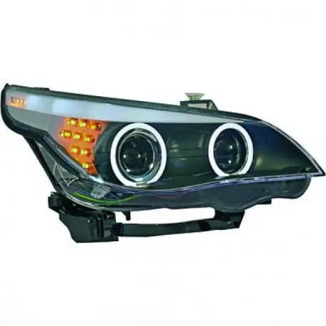 Meilleur Prix SET DE DEUX PHARES ANGEL EYES CCFL LOOK F10 - FINITION NOIR BMW SÉRIE 5 E60 E61 PHASE 1 (05-07) BERLINE - TOURING - D1S/H7