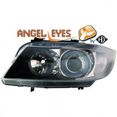 Prix Réduit SET DE DEUX PHARES ANGEL EYES NOIR BMW SÉRIE 3 (05-08) E90 - E91 (BERLINE - TOURING) - H7/H7