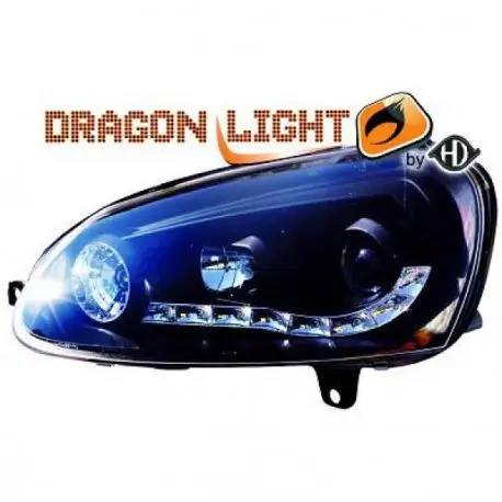 SET DE DEUX PHARES AVANT DESIGN AVEC LED - NOIR - H1/H1 - VW GOLF 5 (03-08) - JETTA (05-10) Remise