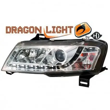 Meilleur Prix SET DE DEUX PHARES AVANT LED DESIGN FIAT STILO 3 PORTES (01-08) - MOD 1 - CHROME - AVEC REGLAGE HAUTEUR - AVEC FEU ANTIBROUILLAR