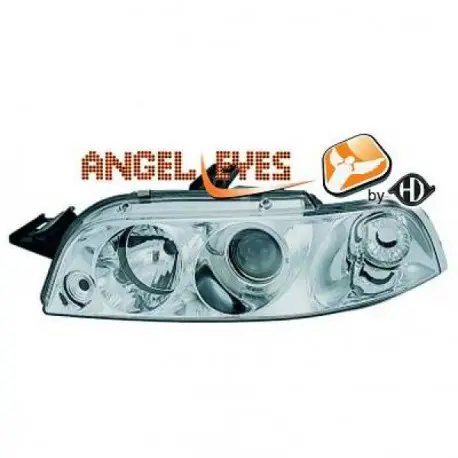 Livraison Gratuite SET DE DEUX PHARES AVANT ANGEL EYES DESIGN FIAT PUNTO (93-99) - CHROME - H1&H1 - MOD1