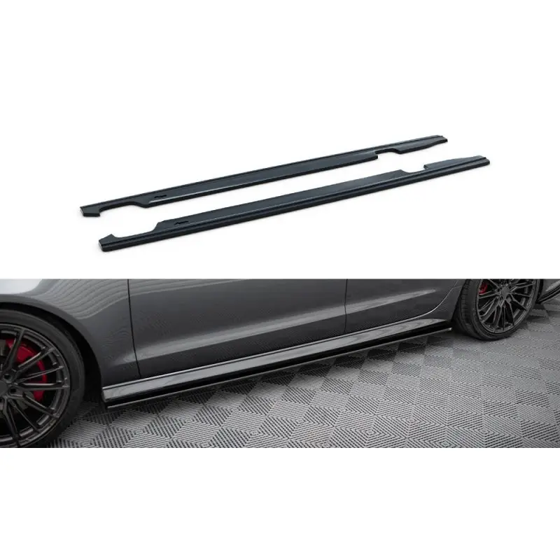 Commander Vite RAJOUTS DES BAS DE CAISSE POUR AUDI S6 - A6 S-LINE C7 FL - MAXTON DESIGN - FINITION NOIR BRILLANT