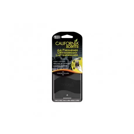 Prix Cassé DESODORISANT AUTO EN PAPIER - CALIFORNIA SCENTS - REGLABLE EN INTENSITE - ICE FRAICHEUR GLACEE