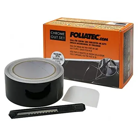 FILM NOIR BRILLANT POUR BANDE DECORATIVES - CONTOUR DE FENETRES - FOLIATEC 15M X 5CM Dernier Modèle