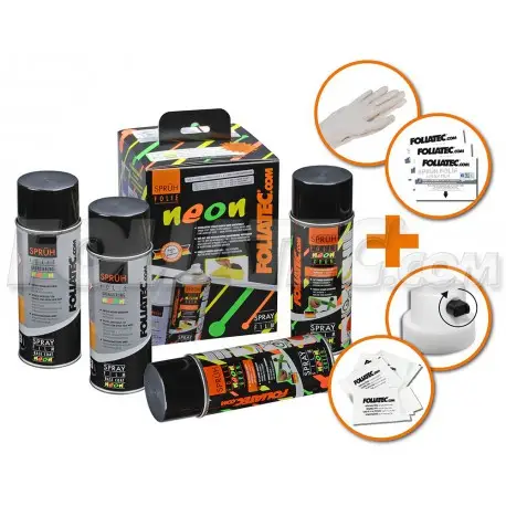 PACK DE 4 BOMBES DE PEINTURES FOLIATEC - JANTES - SPRUHFOLIE - GAMME FLUO! (JAUNE VERT ORANGE BLEU ROUGE) Haute Qualité