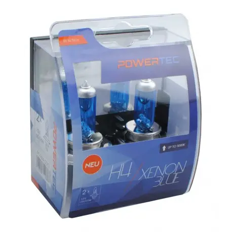 Jusqu’à Épuisement Des Stocks SET DE 2 AMPOULES HALOGENES POWERTEC EFFET XENON H4 12V DUO