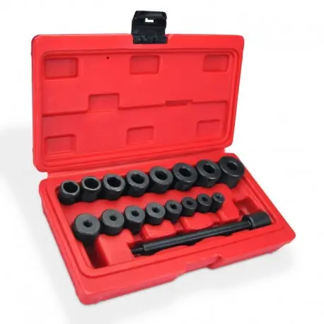 CENTREUR D'EMBRAYAGE, SET DE 18 PIÈCES, D'ACIER, AVEC COFFRET, 1X CHASSE-CLOU, 8X DOUILLES DE CENTRAGE ET 8X DOUILLES FINALES Prix Promo