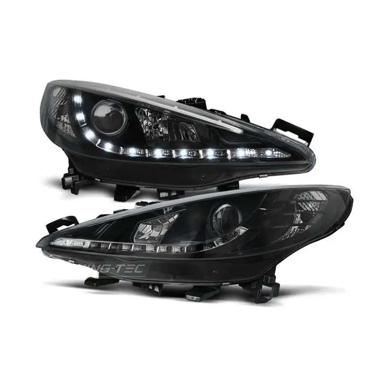 Phares Avant Daylight noir pour Peugeot 207 Nouveauté