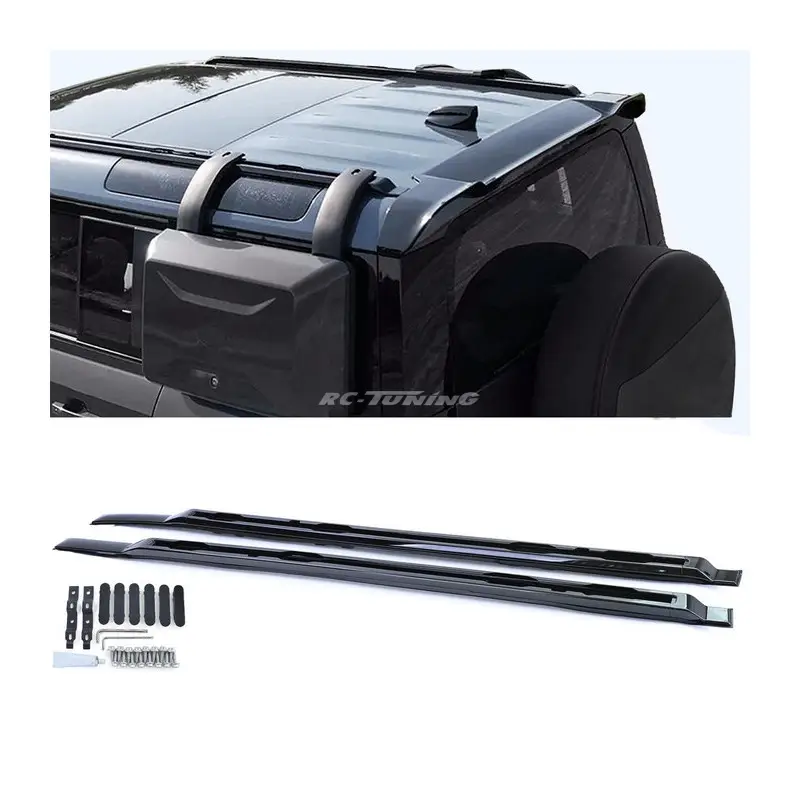 Barres de toit en aluminium noir brillant pour Land Rover Defender L663 90 Quantité Limitée