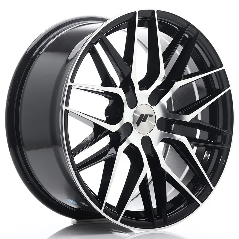 Japan Racing JR-28 18x8.5" (5 trous - sur mesure) ET20-40, Noir / Brillant Pas Cher
