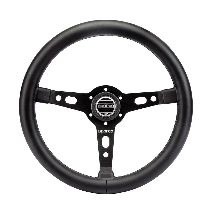 Seulement Aujourd’hui Volant Sparco Targa 350, Tulipé (39 mm), Cuir Noir, Branches Noires