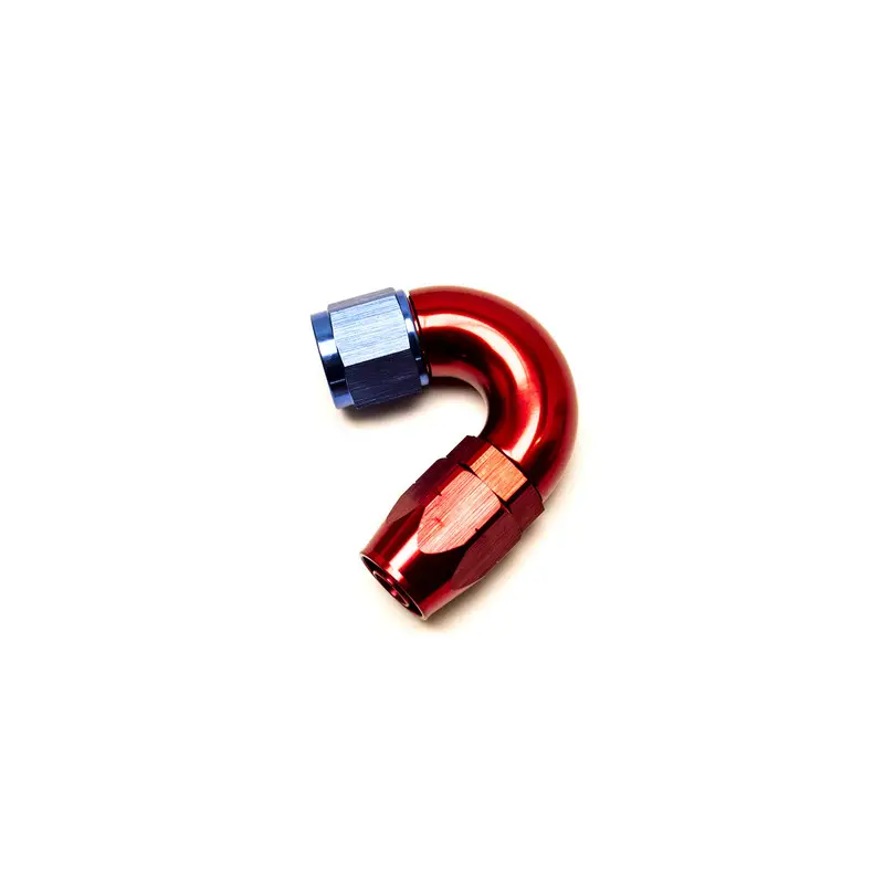 Authentique Raccord Coudé 150° Femelle pour Durite Dash 8 (Bleu & Rouge)