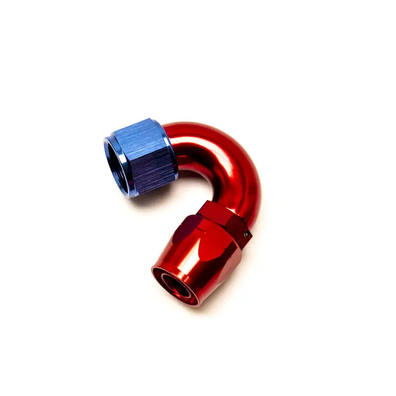 Offre Exclusive Raccord Coudé 150° Femelle pour Durite Dash 12 (Bleu & Rouge)