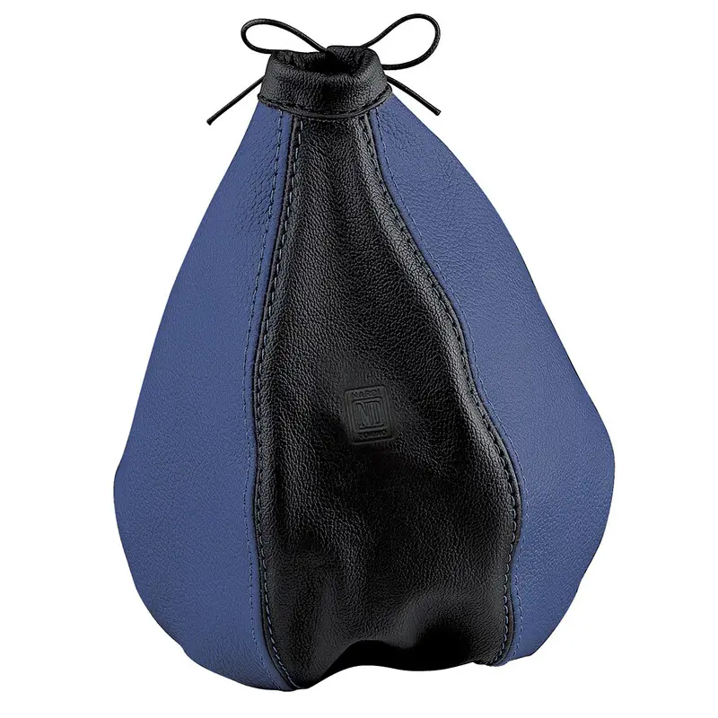 Soufflet de Levier de Vitesses Nardi, Cuir Noir & Bleu Dernier Modèle