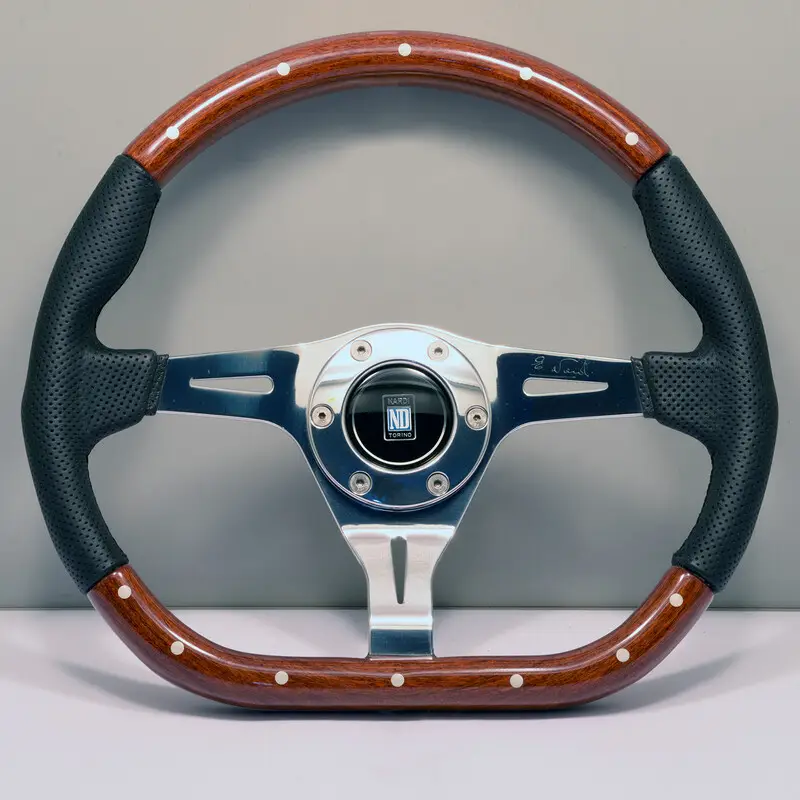 Top Vente Volant Nardi Kallista "Pagani Zonda", Bois & Cuir Perforé, Branches Chromées
