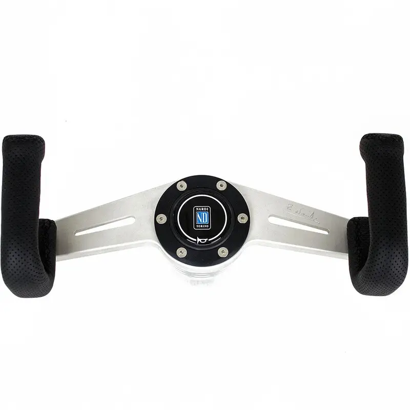 Soldes Volant Nardi 2Spokes, Cuir Noir Perforé, Branches Alu, Coutures Noires