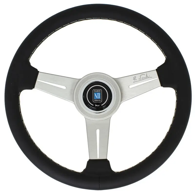 Acheter Direct Volant Nardi Classic ND33, Cuir Noir, Branches Alu, Coutures Grises, Tulipé 40 mm