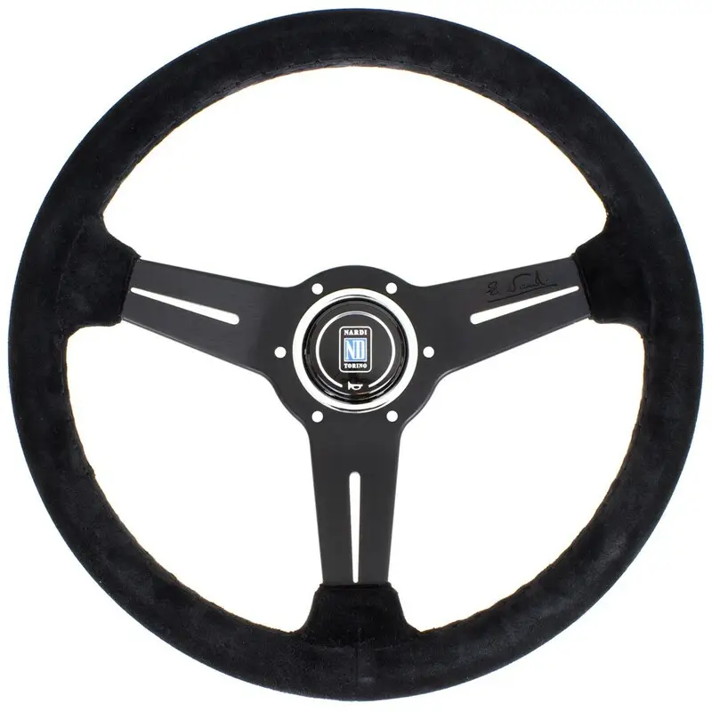 Volant Nardi Classic ND36, Cuir Noir Retourné, Branches Noires, Coutures Noires, Tulipé 40 mm Retour Gratuit