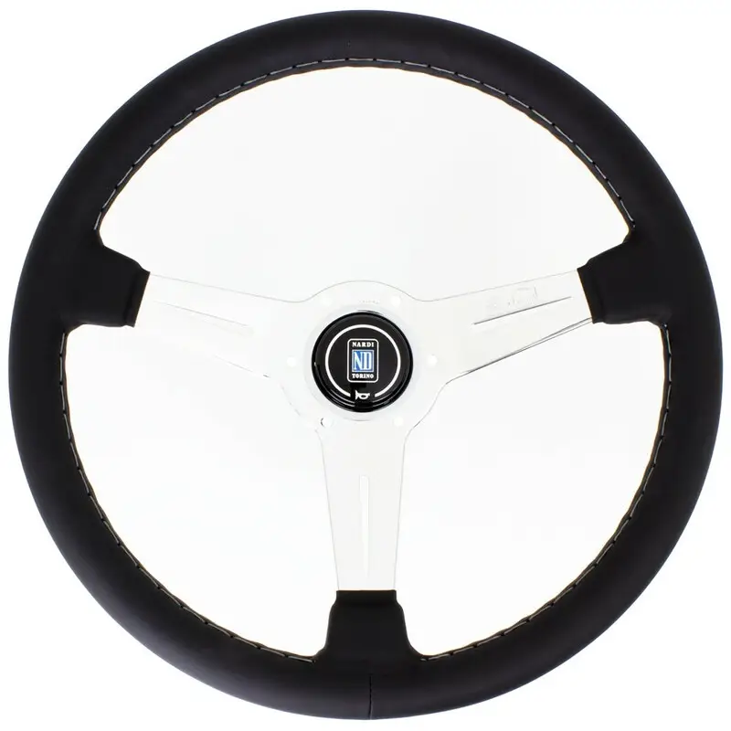Volant Nardi Classic ND36, Cuir Noir, Branches Chromées, Coutures Grises, Tulipé 40 mm Quantité Limitée