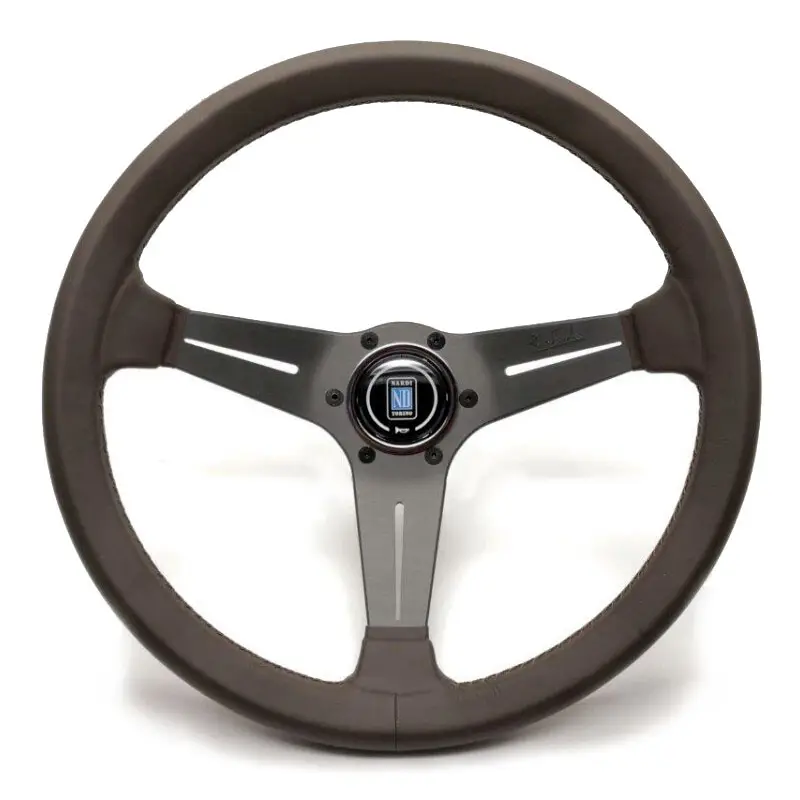 Acheter En Ligne Volant Nardi Deep Corn Ø35, Cuir Brun, Branches Grises, Coutures Brunes, Tulipé 75 mm