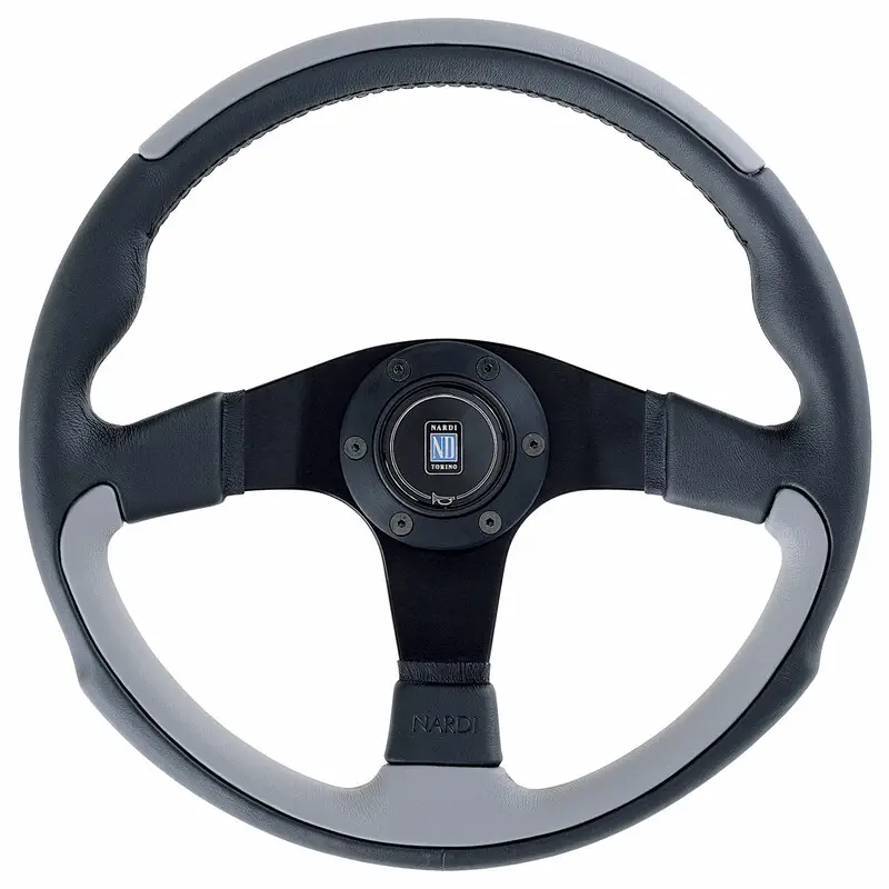Nouvelle Collection Volant Nardi Leader, Cuir Gris, Branches Noires, Ø35 cm