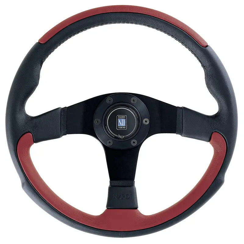 Volant Nardi Leader, Cuir Rouge, Branches Noires, Ø35 cm Solde