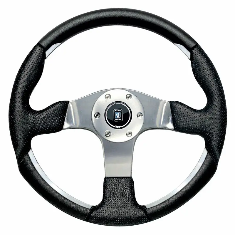 Volant Nardi ND1, Cuir Noir Perforé, Branches Chromées, Ø35 cm Commander Maintenant