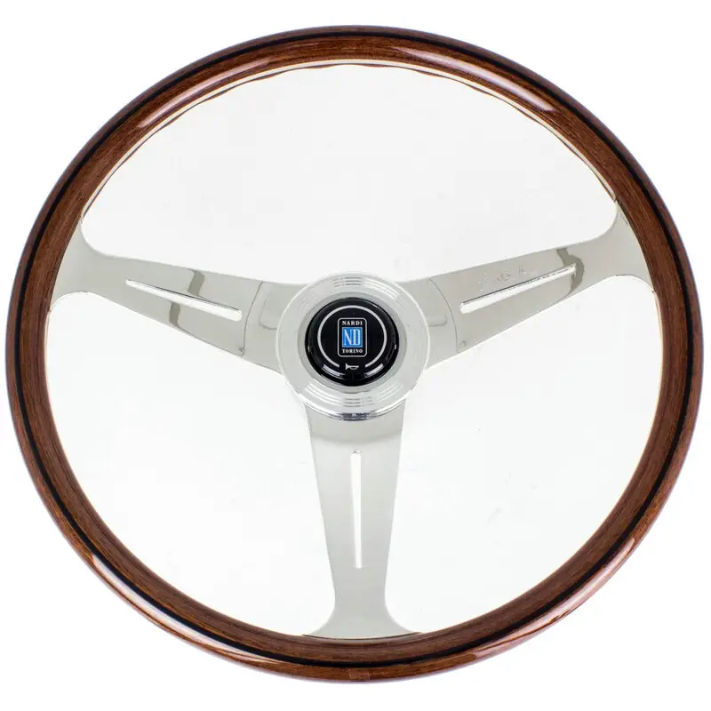 Usine Directe Volant Nardi Classic ND34, Bois, Branches Chromées, Tulipé 40 mm