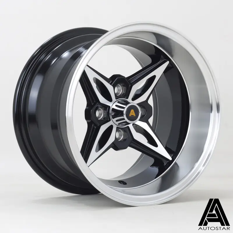 Prix Réduit Autostar Kanji 14x9" 4x100 ET-13, Noir Brillant, Rebord Poli