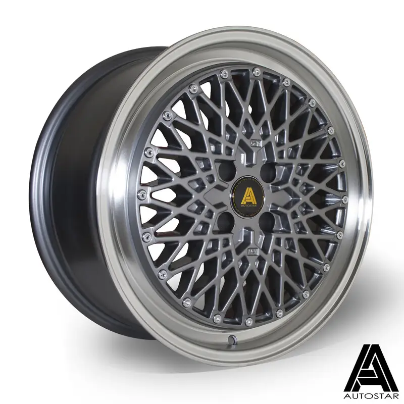 Réduction Autostar Minus 17x8" 4x100 ET30, Gunmetal, Rebord Poli
