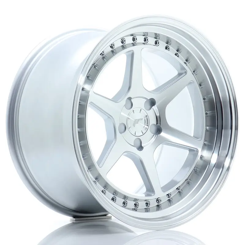 Certifié Japan Racing JR-43 18x10.5" (5 trous - sur mesure) ET15-22, Gris Argenté / Poli