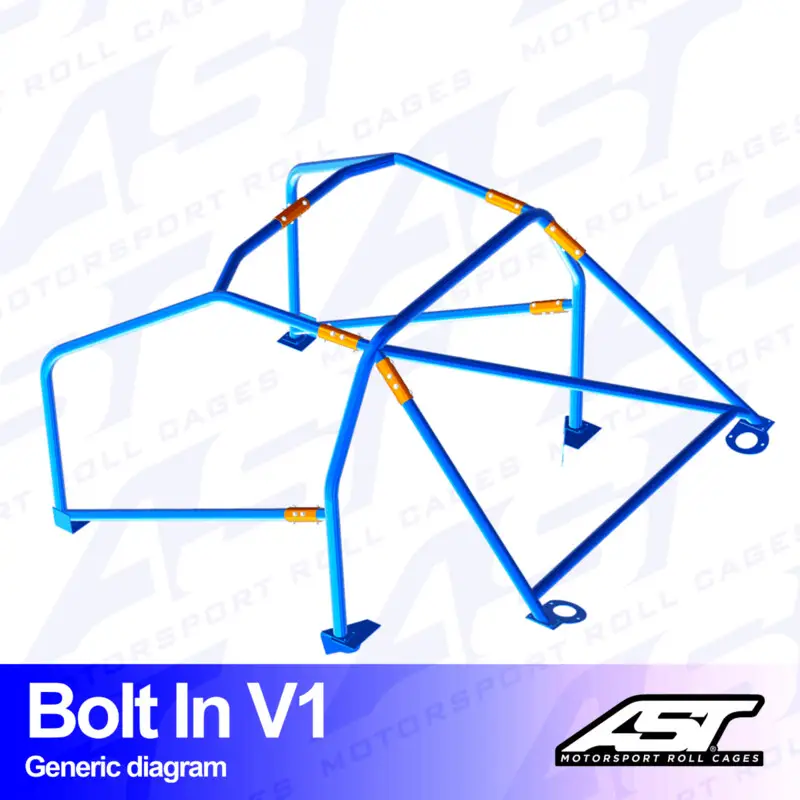 Arceau 6 Points à Boulonner AST Rollcages V1 pour VW Golf 4 - 3 Portes (4 Motion) - FIA Seulement Aujourd’hui